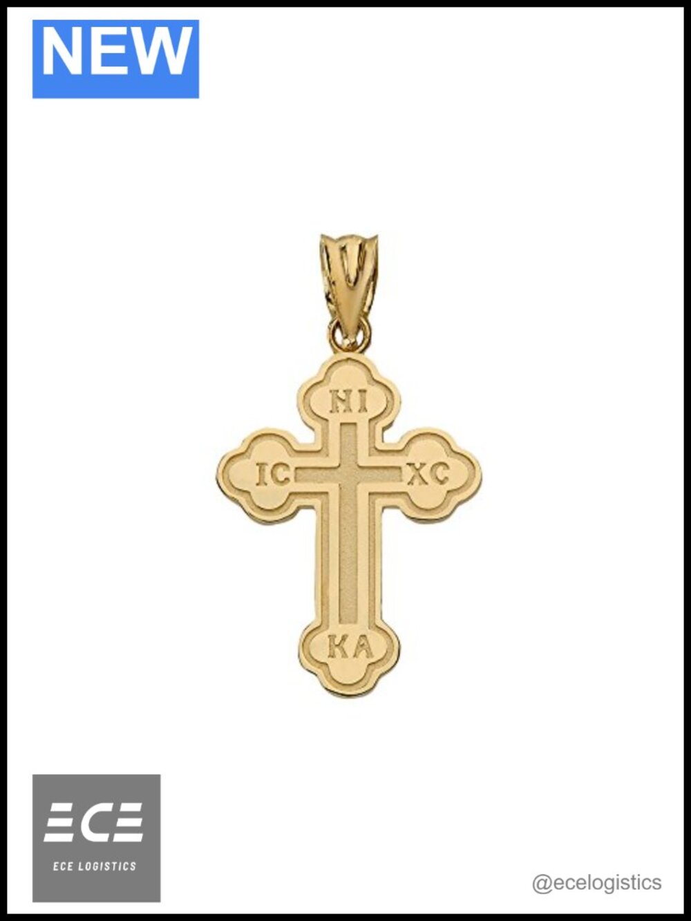 Solid 10k Yellow Gold Eastern Orthodox IC XC NIKA Cross Pendant